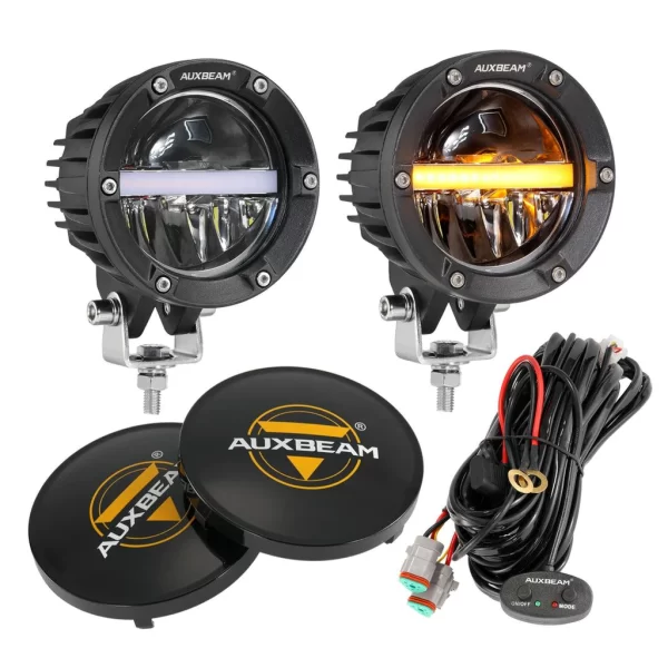 Auxbeam 4 Inch 110W Round OFF Road LED Pod Lights Combo Beam With Wiring Harness | Auxbeam | Auxbeam Pod Lights