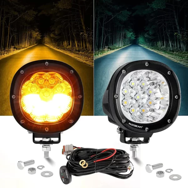 Auxbeam 4 Inch White&Amber 6 Modes With Wiring Harness LED Pod Lights | Auxbeam | Auxbeam Auxiliary Lights