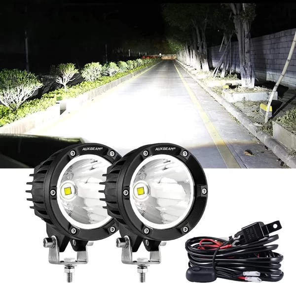 Auxbeam 4 Inch 72W Round Spot White/Amber LED POD Light - Clear Lens | Auxbeam | Auxbeam Auxiliary Lights