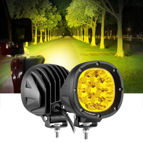 Auxbeam 4 Inch 90W Round Spot White/Amber LED POD Light - Clear Lens | Auxbeam | Auxbeam Auxiliary Lights